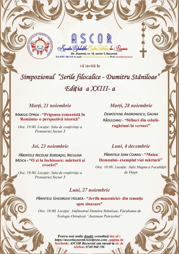 A.S.C.O.R. conferences in commemoration of Fr. Dumitru Staniloae